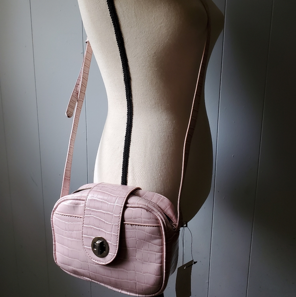 Faux Alligator Pouch Crossbody Bag 